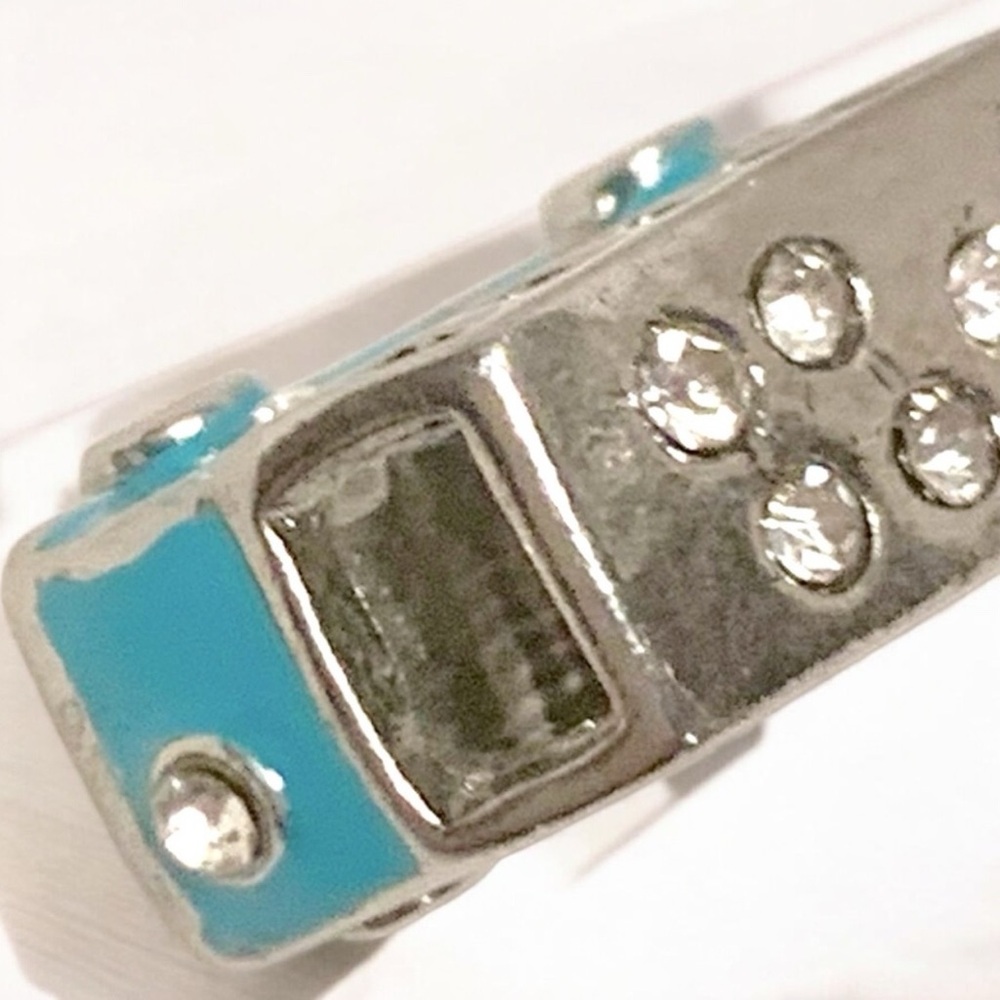 VW Bus Blue, Silver, & Crystal w/Lobster clasp Zipper pull, purse, shoe charm - Picture 5 of 8
